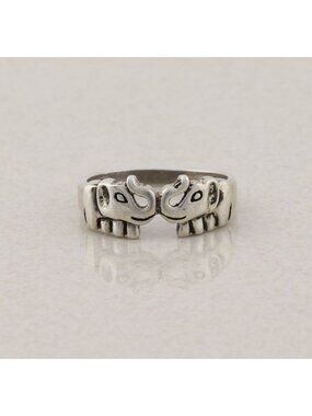 Sterling Silver Two Elephant Ring Size 9